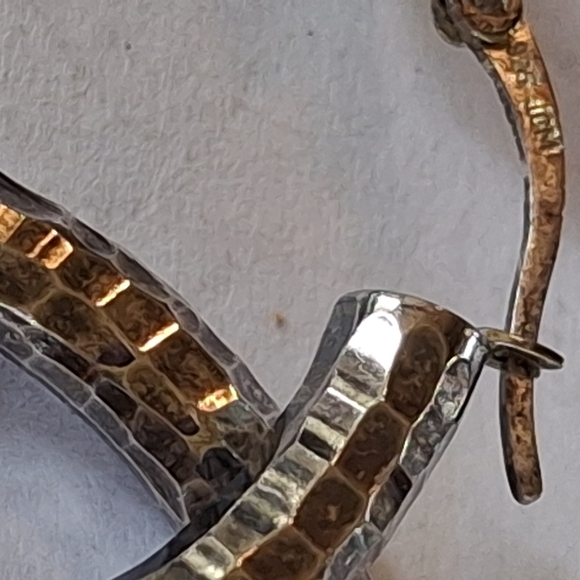 Impressive Vintage JCM Jacmel Mauritius Sterling Silver 925 Hammered Hoop Earrin - Picture 16 of 16